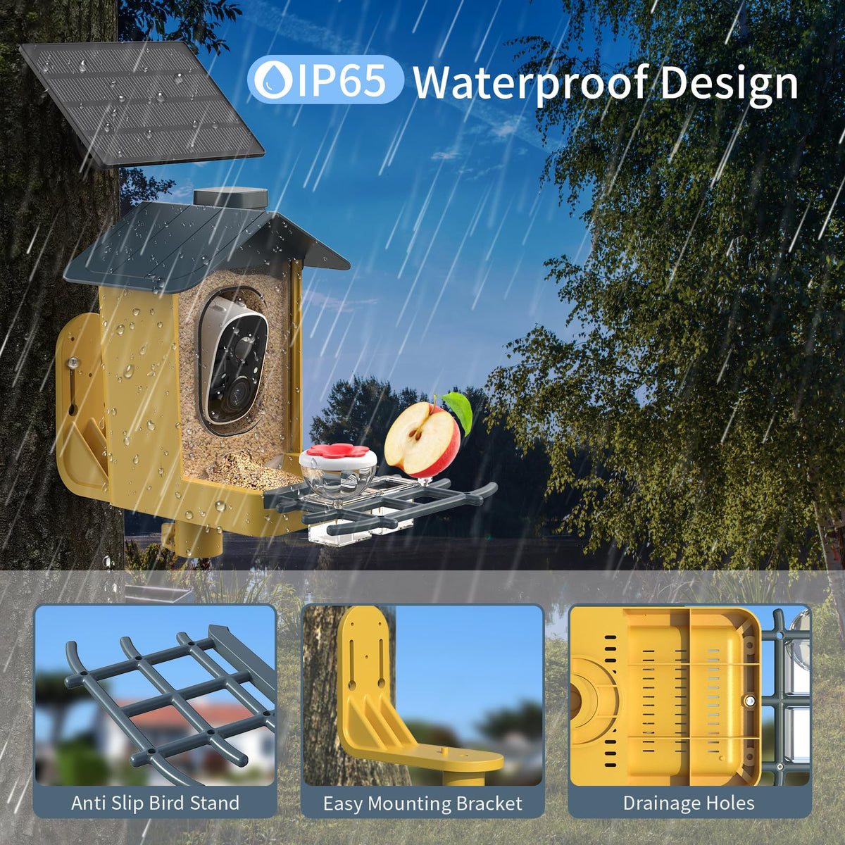 oddkont solar panel powers outdoor camera for uninterrupted recording