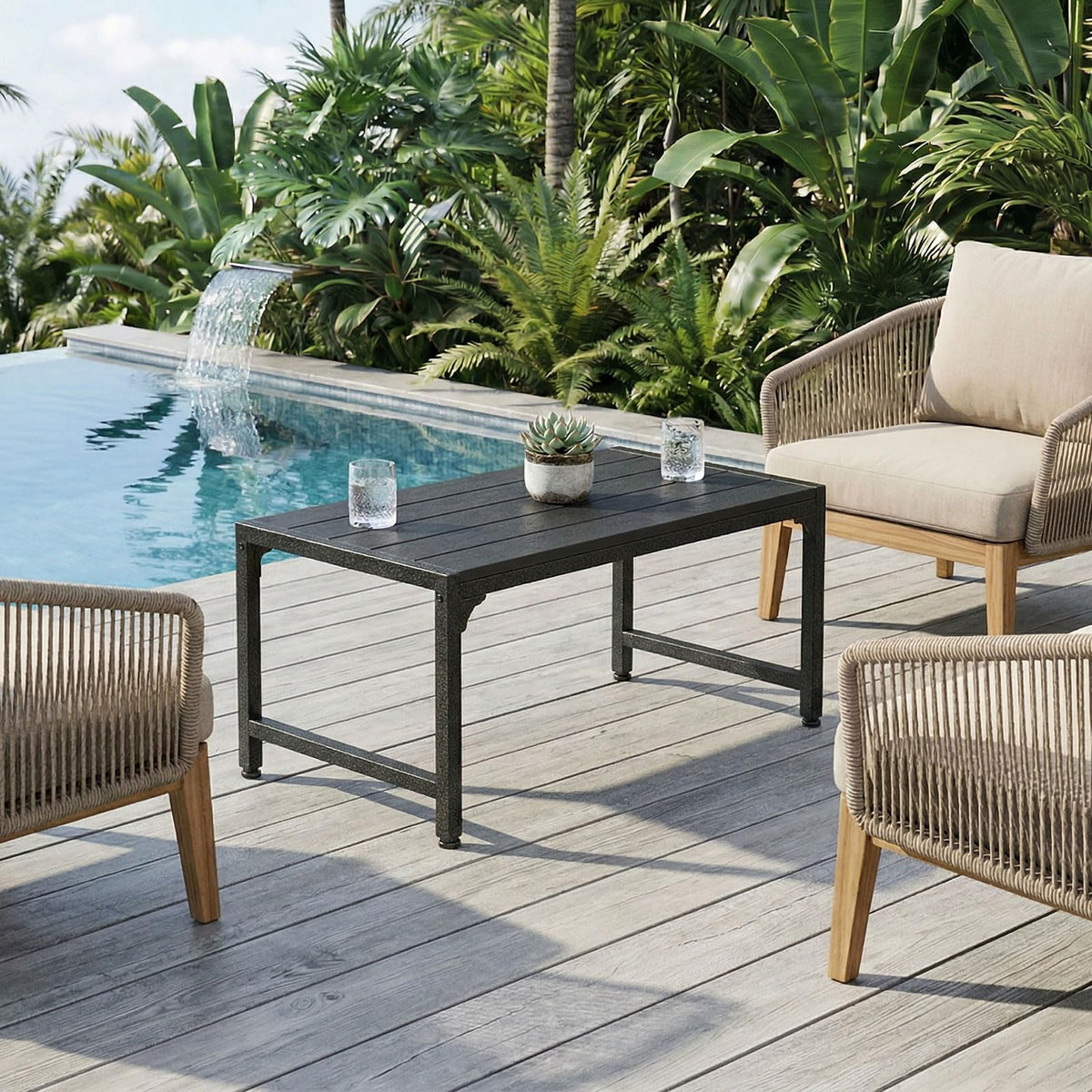 ODK Outdoor Coffee Table heavy-duty metal frame provides sturdy daily support