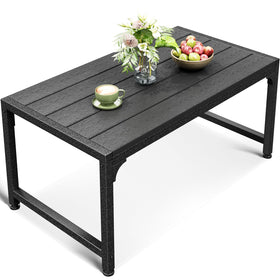 ODK Outdoor Coffee Table with a rectangle black top designed for outdoor use