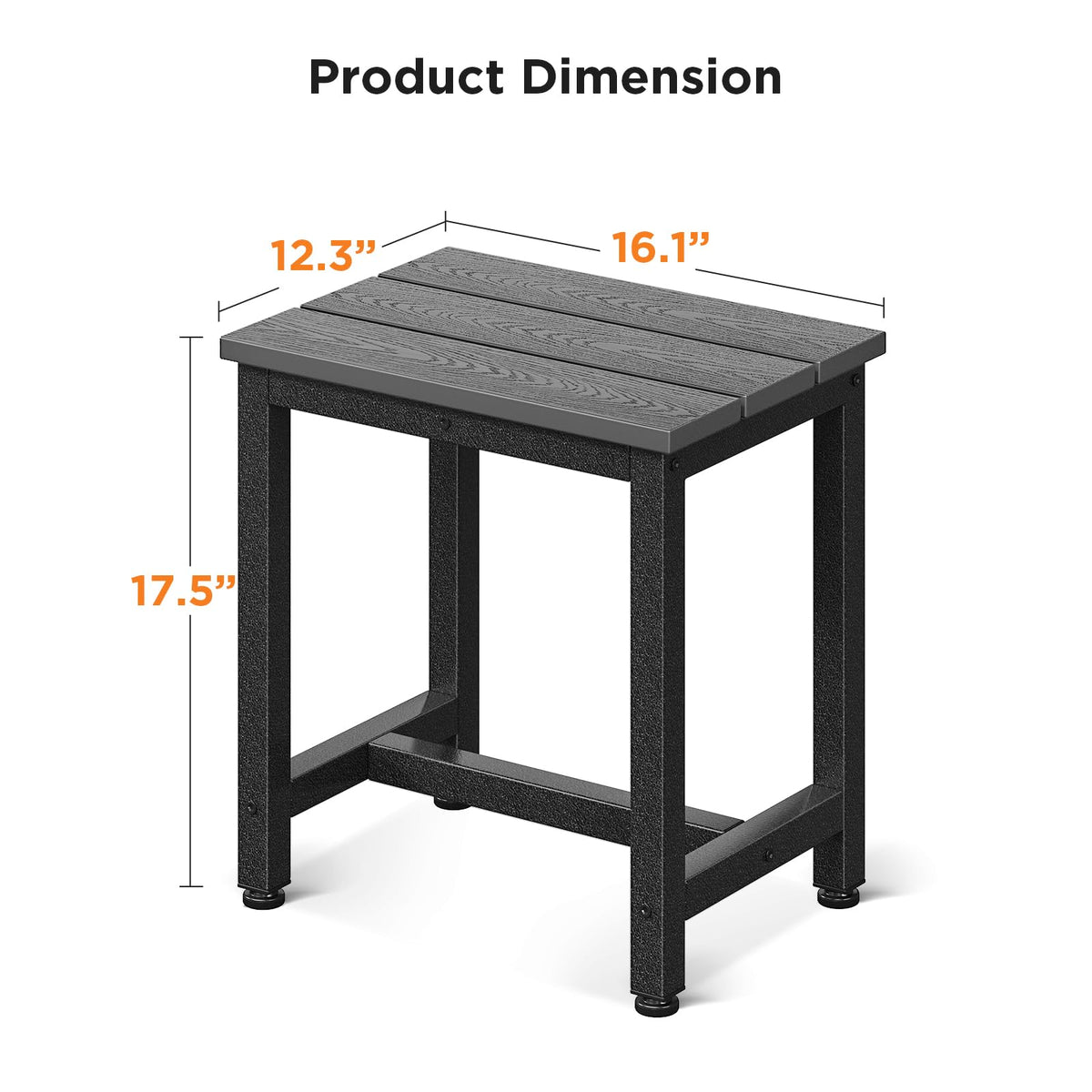 ODK side table dimensions 16.1 by 12.3 by 17.5 inches