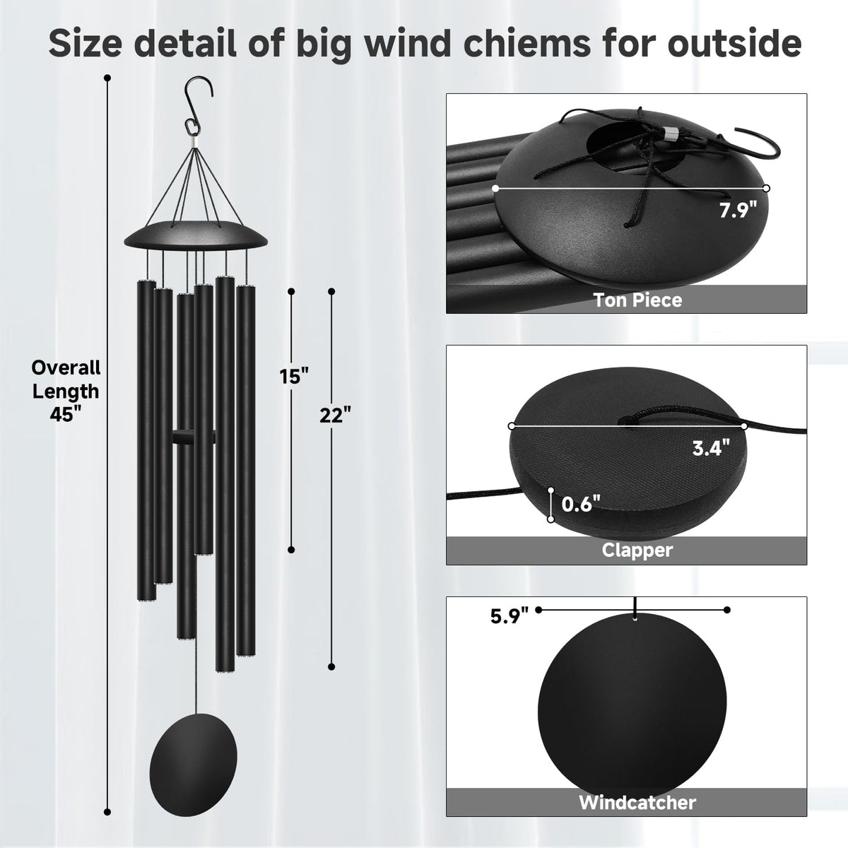 ODRODR aluminum wind chimes close-up showing tuned tubes