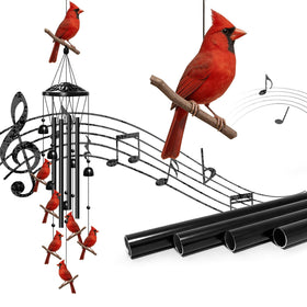 ODRODR Cardinal Wind Chimes top view enhances garden ambiance.