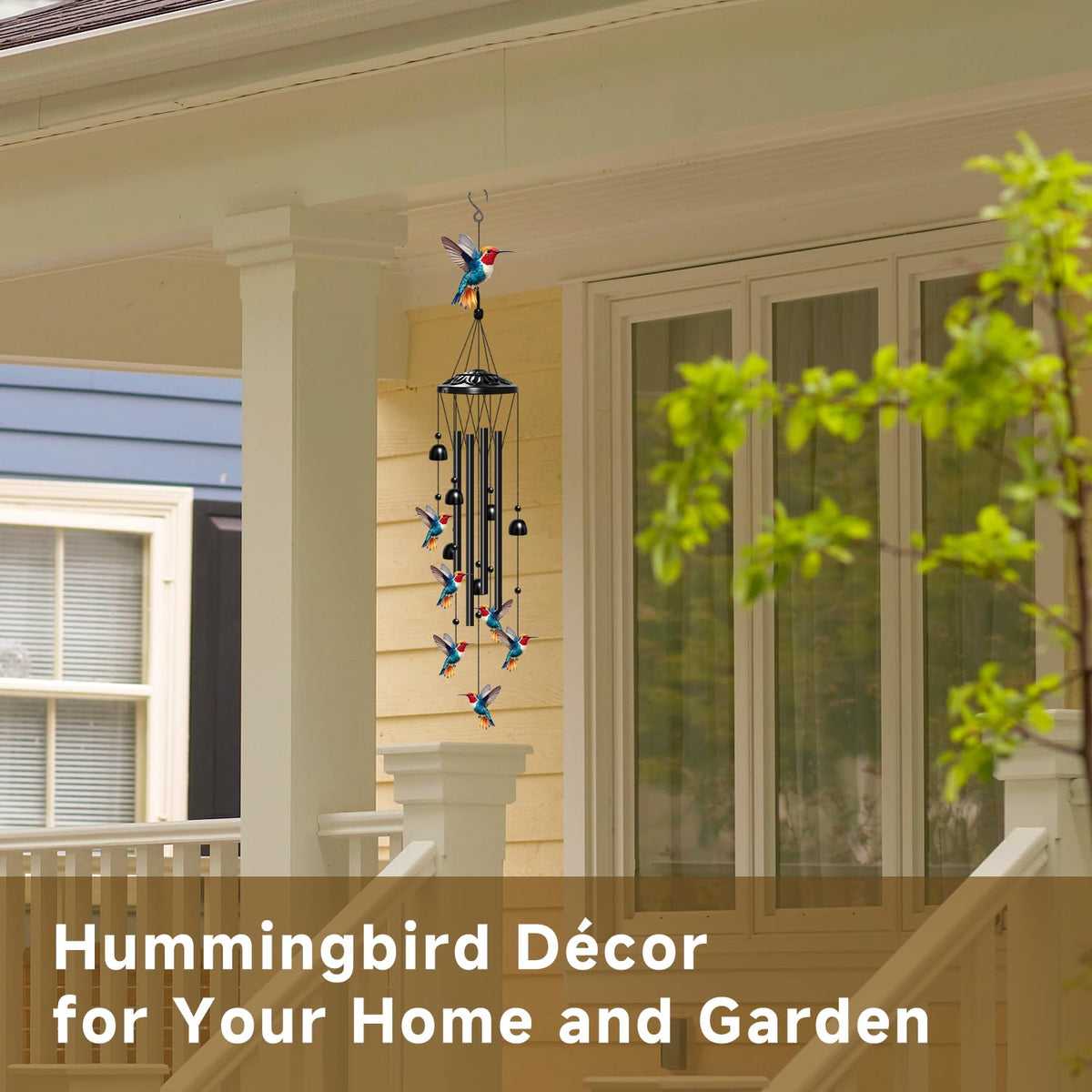 ODRODR hummingbird wind chimes six bells create soothing melodies.