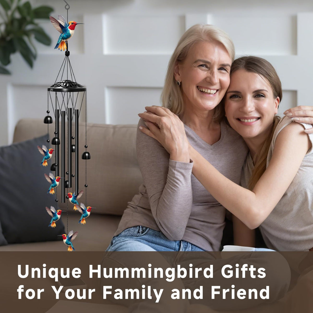 ODRODR hummingbird wind chimes durable S-hook for easy hanging.