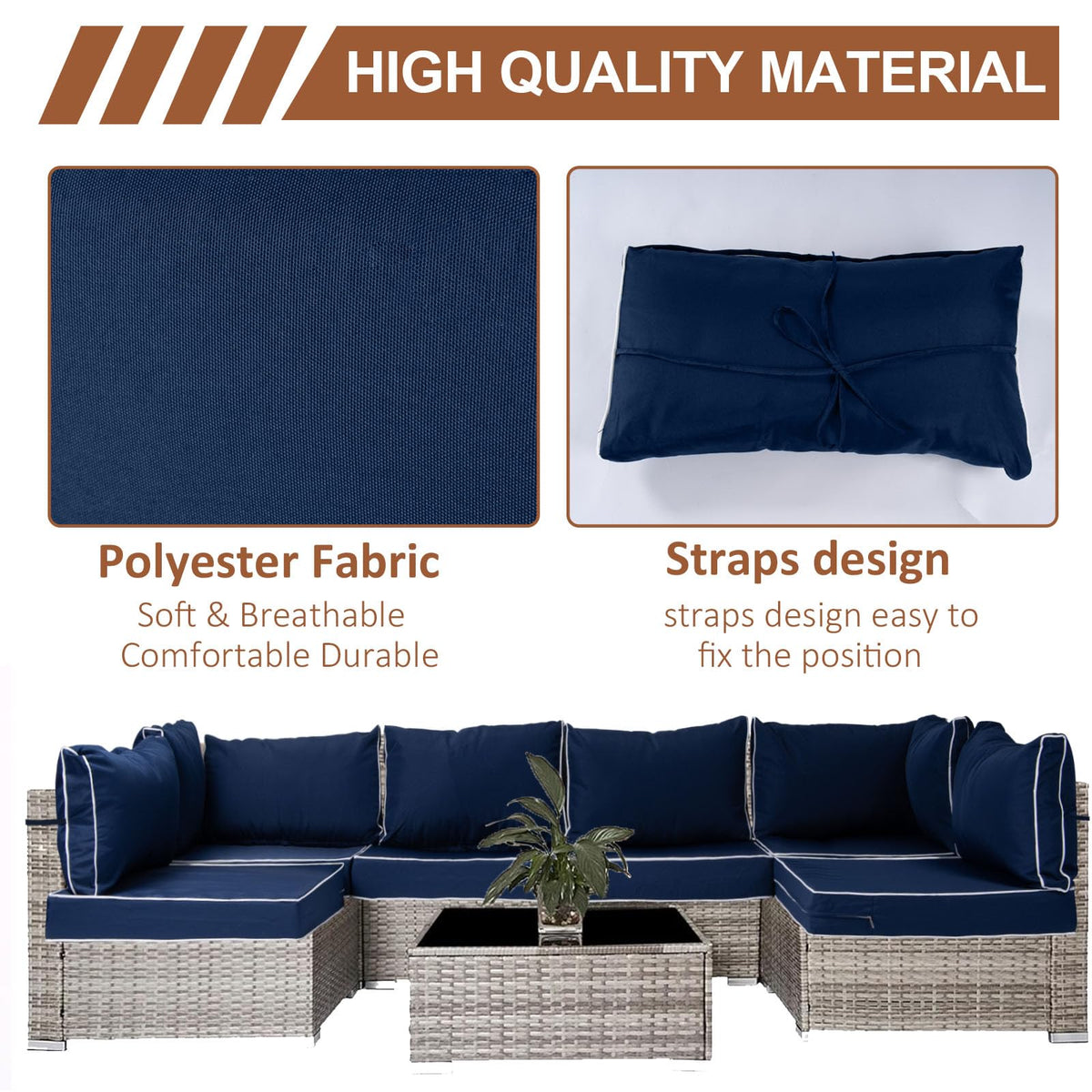 Odsiikly anti-slip bottom detail helps keep cushions in place on wicker sets.