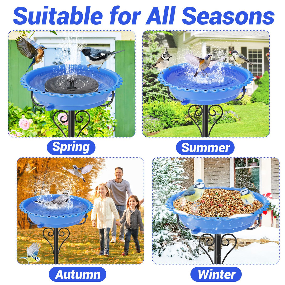 ODSNANIE blue garden bird bath doubles as decorative wildlife feature