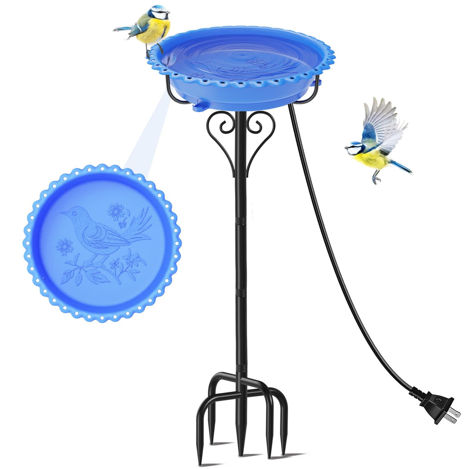 ODSNANIE outdoor 40 inch blue bird bath in garden for year round visits