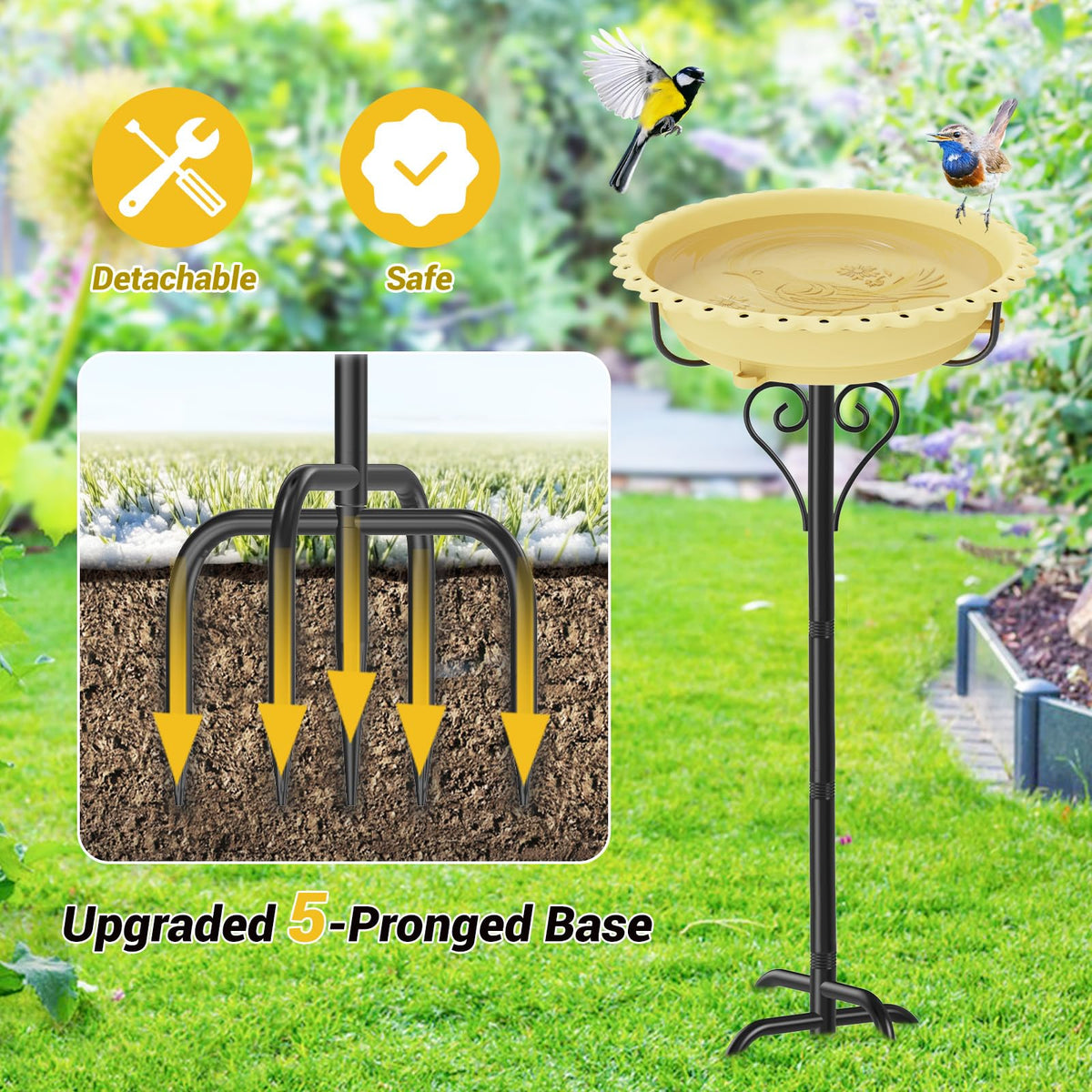 ODSNANIE plastic bird bath resists rust for cleaner water