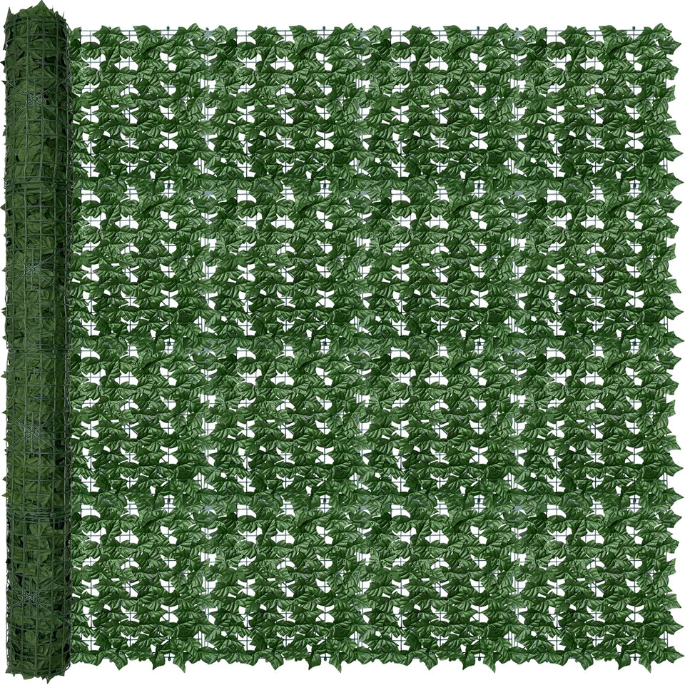 ODTORY artificial ivy fence panel close-up showing lush leaves for outdoor privacy