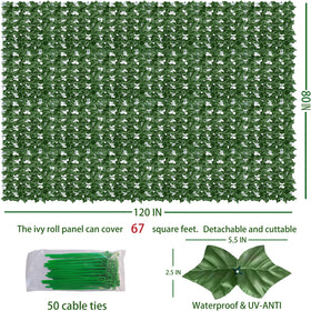 ODTORY ivy privacy screen stretched across a patio with natural-looking greenery