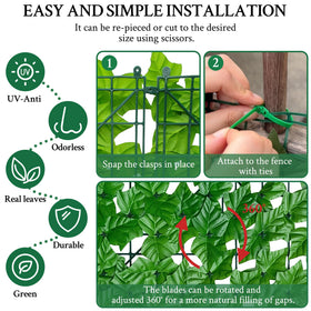 ODTORY artificial ivy on a garden fence offers year-round greenery and privacy.