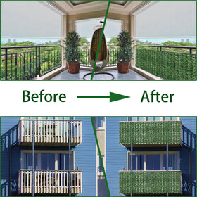 ODTORY ivy fence panel mounted on a wooden frame for balcony privacy