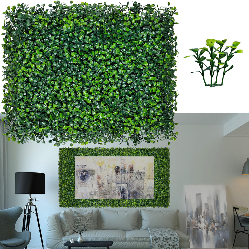 ODTORY boxwood wall panel 16x12 front view showing lush 3D leaves for privacy.