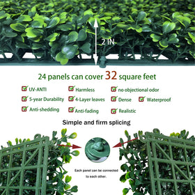 ODTORY UV-resistant green wall panel with realistic boxwood texture.