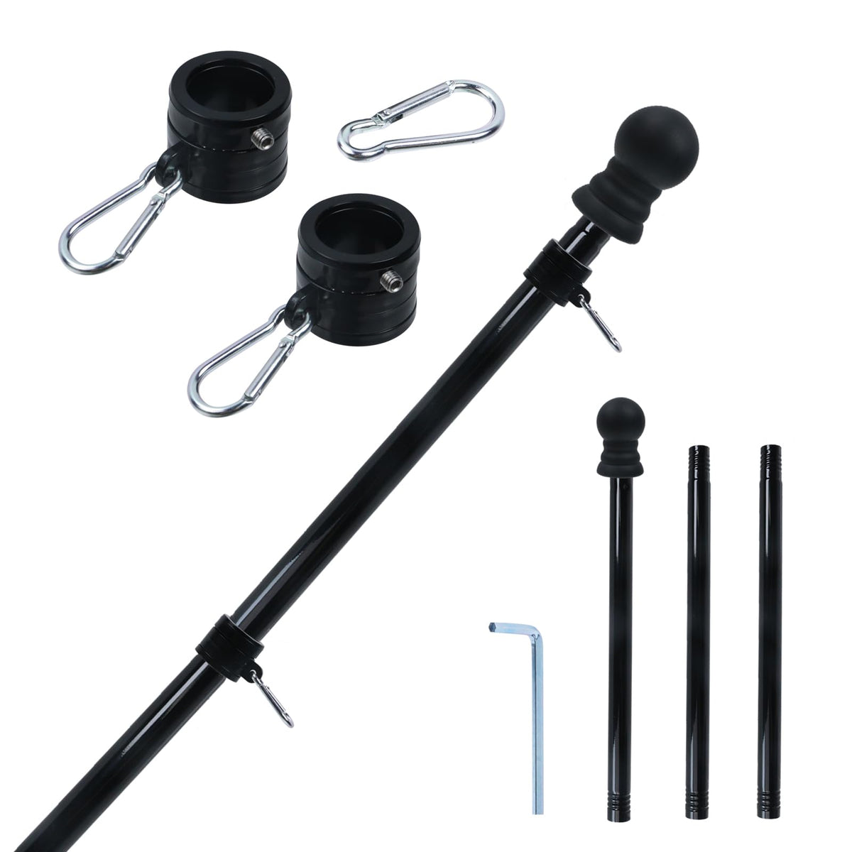 Oedema 4 ft flag pole showcases outdoor flags with sturdy stainless steel for porch displays.