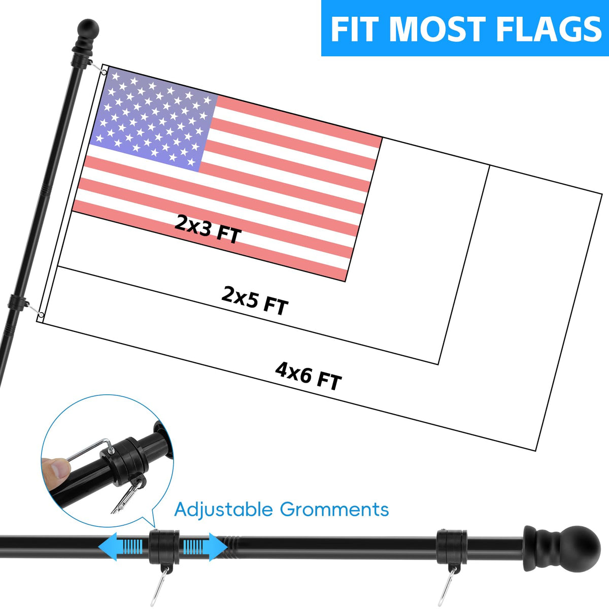 Oedema ball ornament adds a classic finishing touch to any outdoor flag setup.