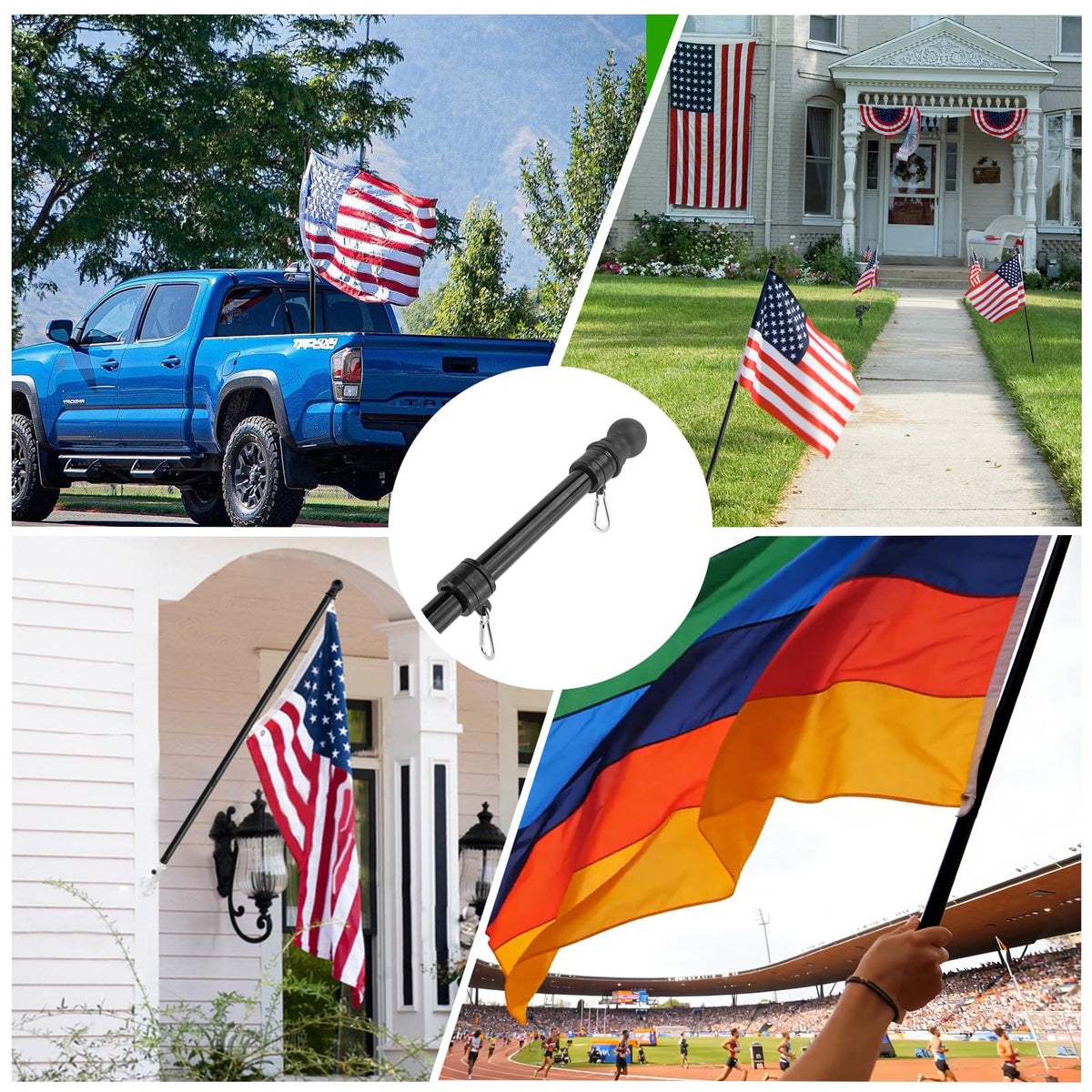 Oedema outdoor flag kit is simple to install with a four-section design.