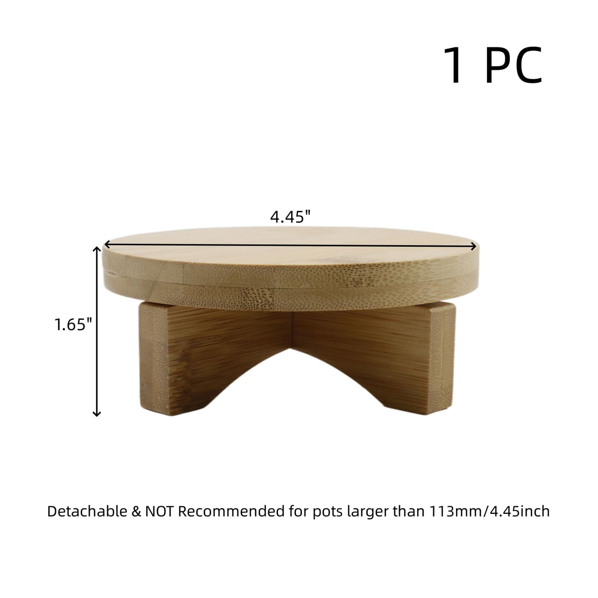 Oedema solid wood mini stand shows stability for secure pot placement.