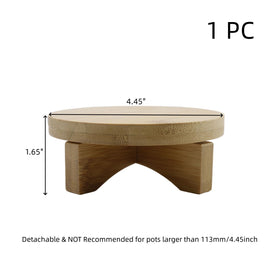 Oedema solid wood mini stand shows stability for secure pot placement.