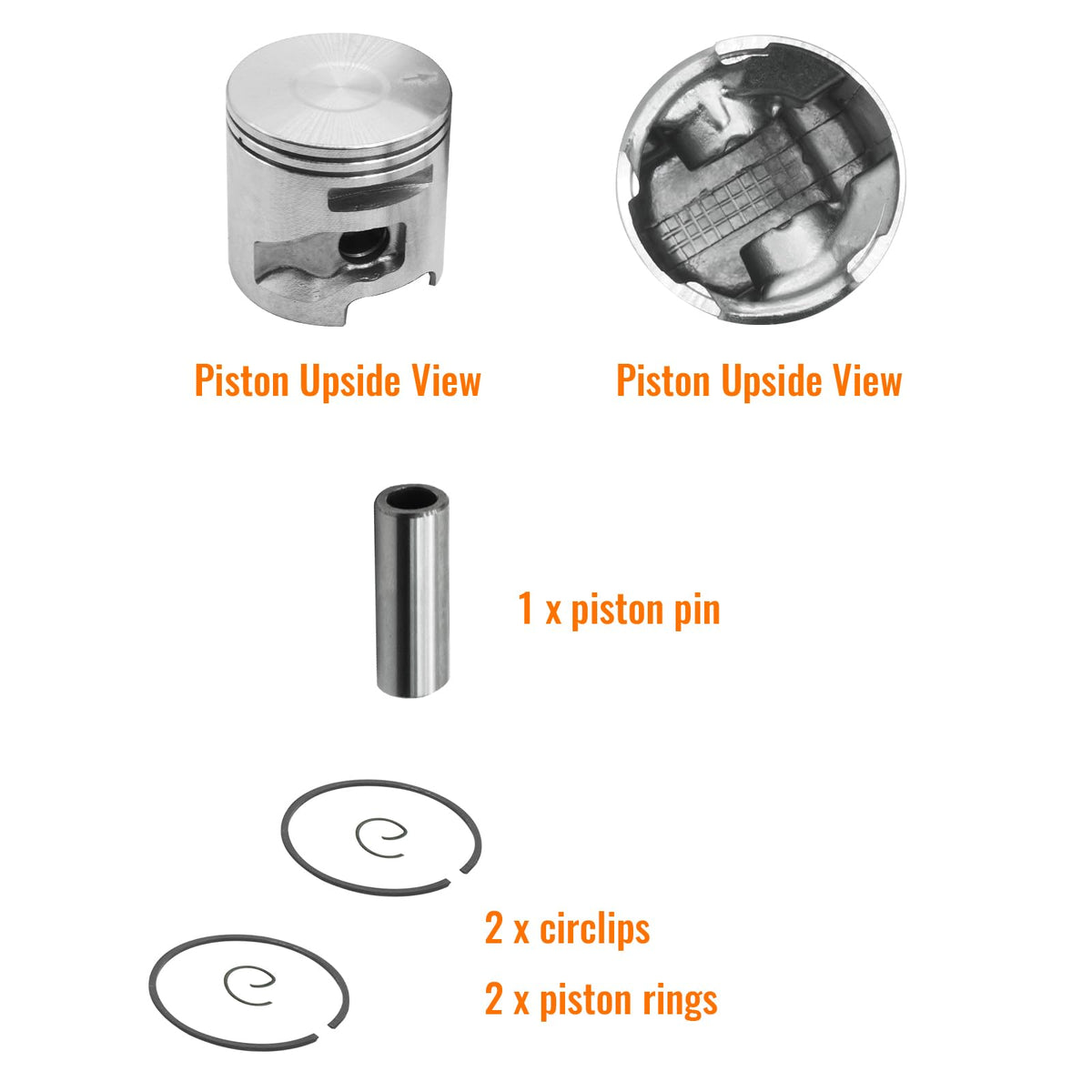 OEKITS complete rebuild kit includes rings, pin, and clips for easy service