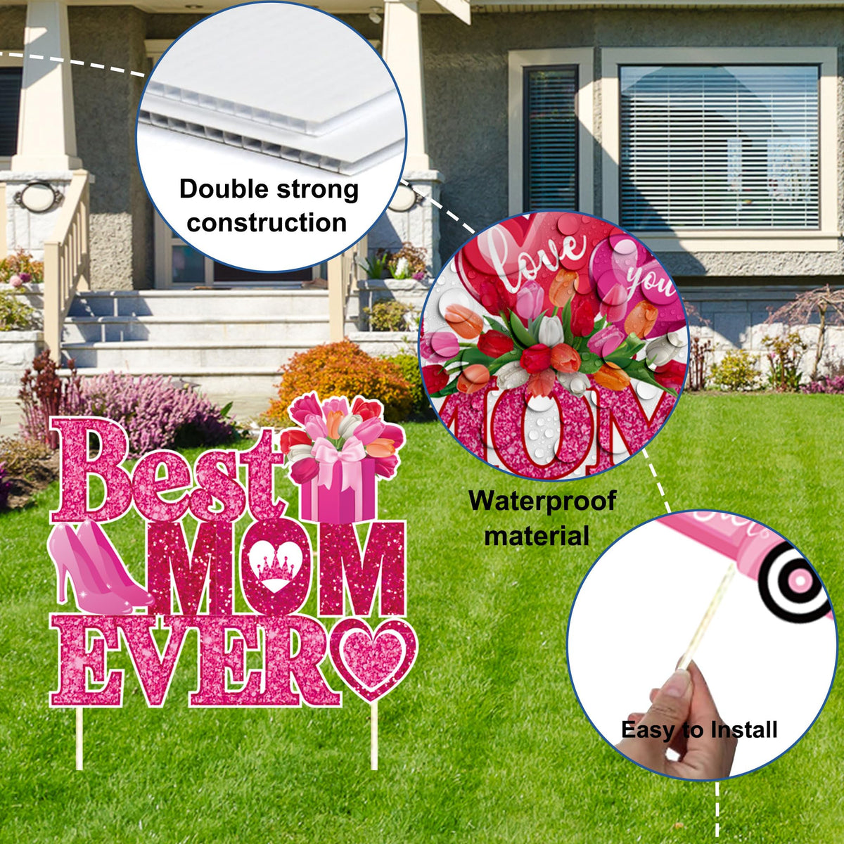 Oelirsy easy-install yard sign stake simplifies placement