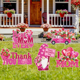 Oelirsy Mothers Day yard sign with floral design boosts curb appeal outdoors