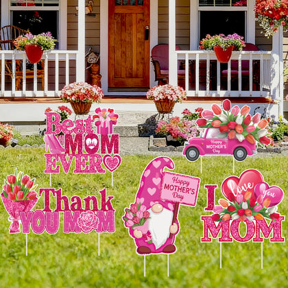 Oelirsy Mothers Day yard sign with floral design boosts curb appeal outdoors
