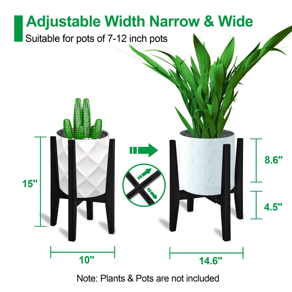 OERGKE adjustable-width stand ready for growing 8–12 inch pots in home display.