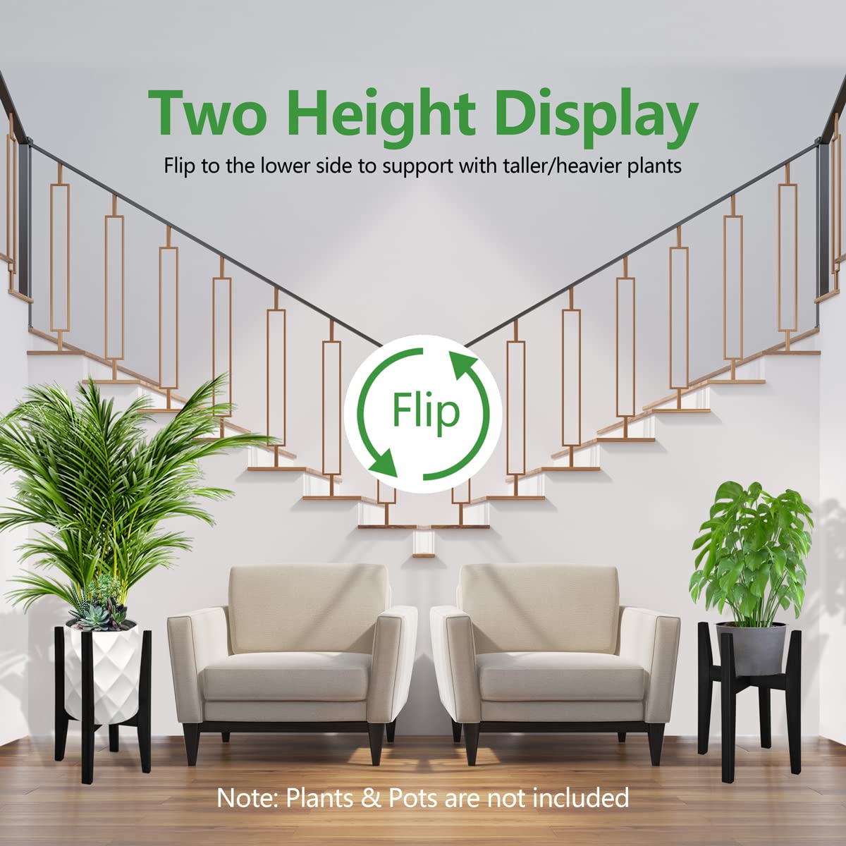 OERGKE bamboo plant stand anti-slip pads protecting floors during placement.
