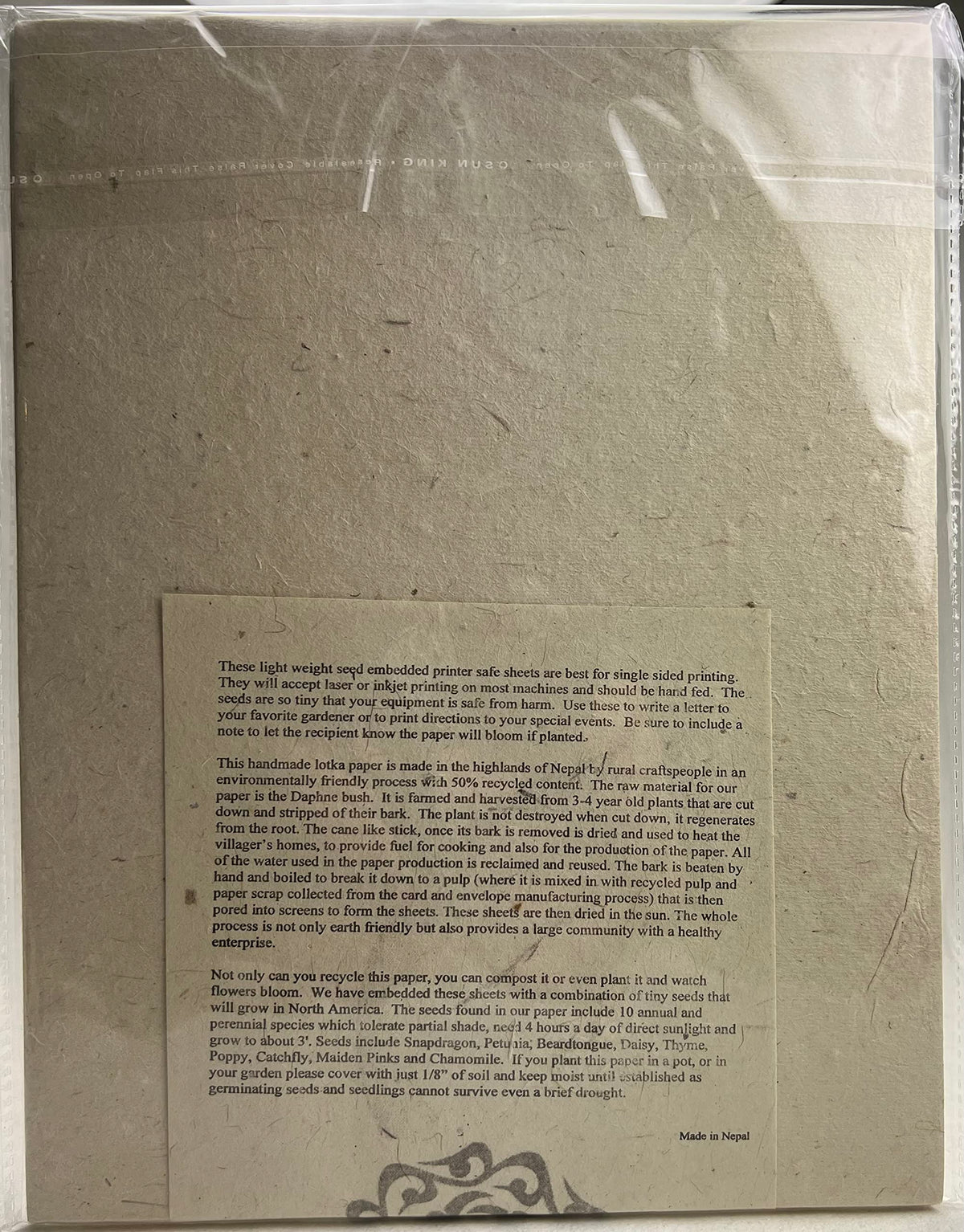 Of The Earth lightweight 8.5x11 seed paper suitable for single-sided home printing