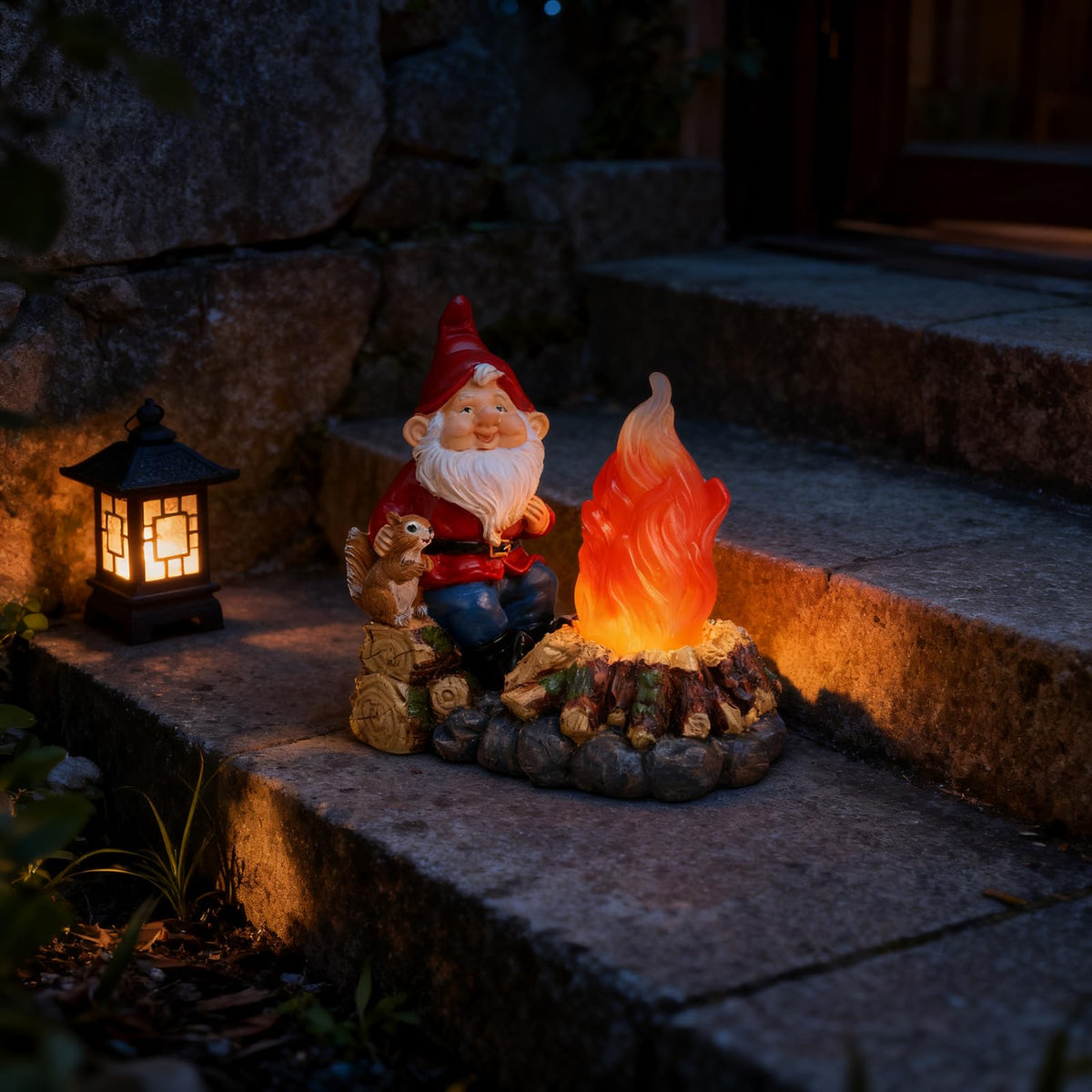 O-FarFarm easy setup gnome lights up a sunny spot daily