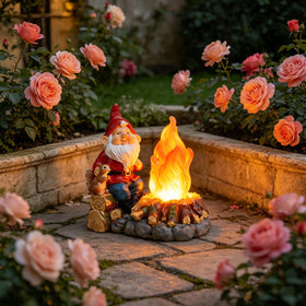 O-FarFarm resin gnome withstands rain and looks magical outdoors