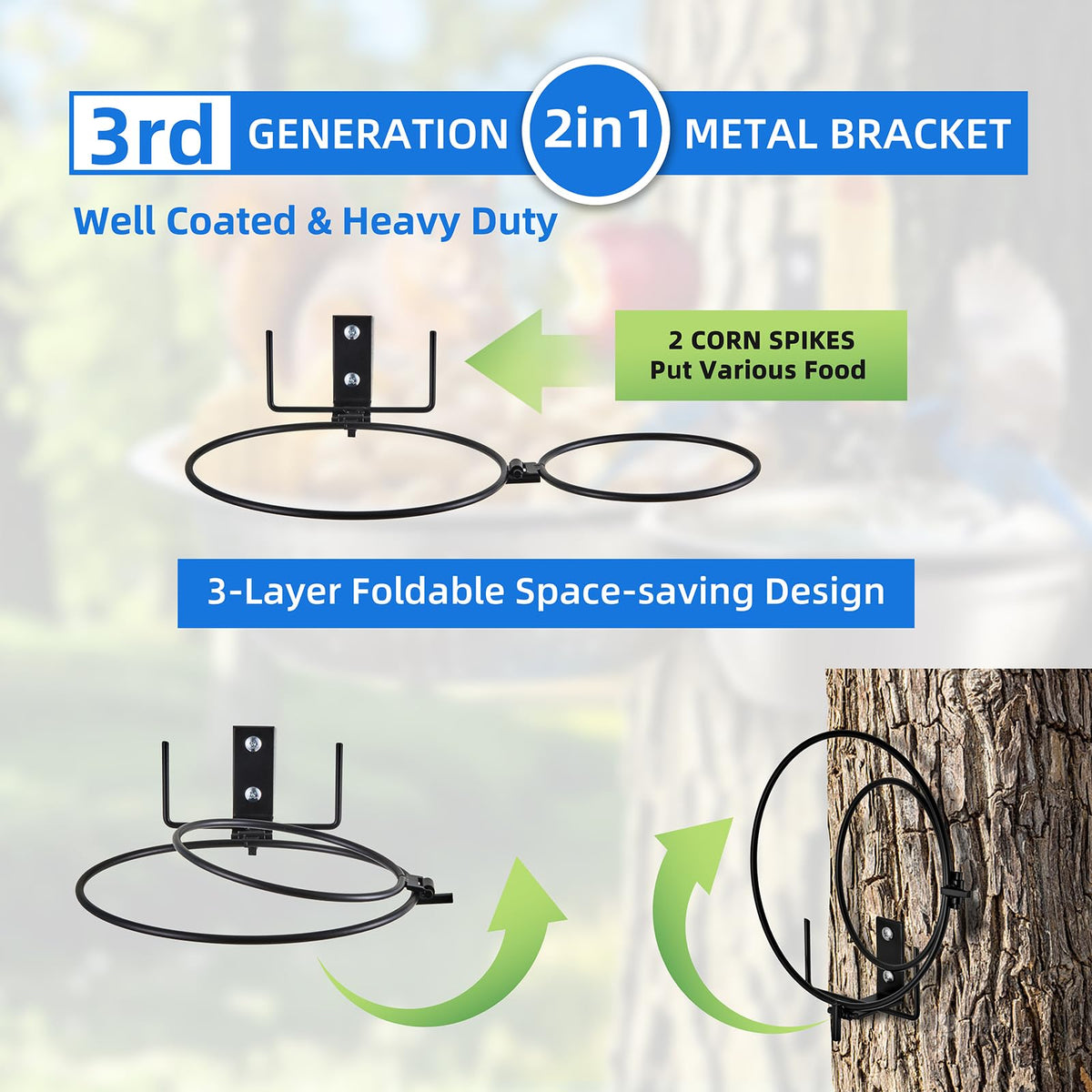 Ofasixx heavy duty metal stand with two hoops and corn spikes