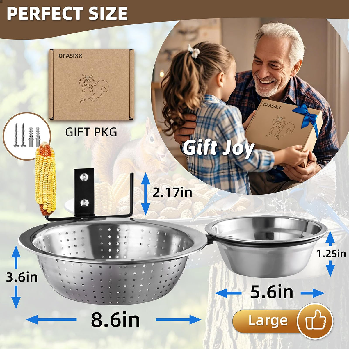 Ofasixx two-hoop feeder with a 5.6 inch water bath bowl for hydration