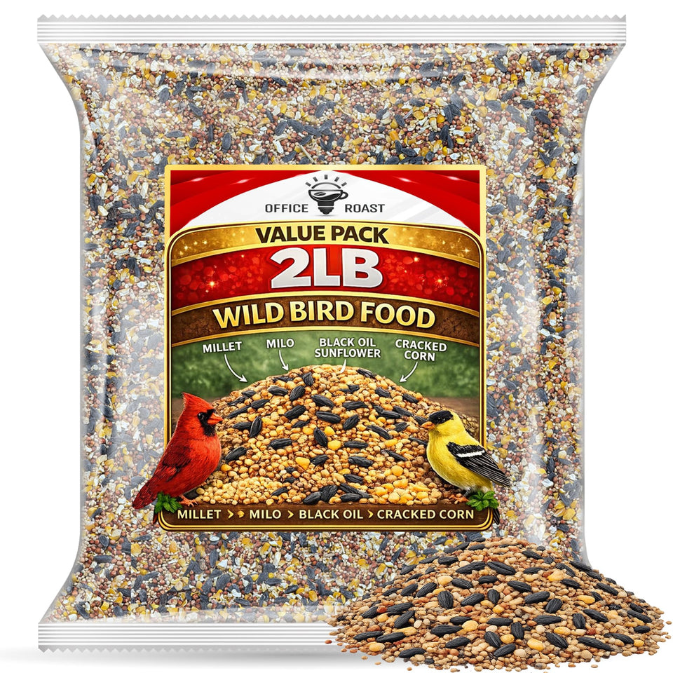 Office Roast Wild Bird Food Mix 2lb bulk pack attracts diverse backyard birds