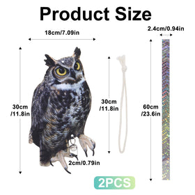 OffiCreative owl scarer mounted on fence deters pests with reflective light