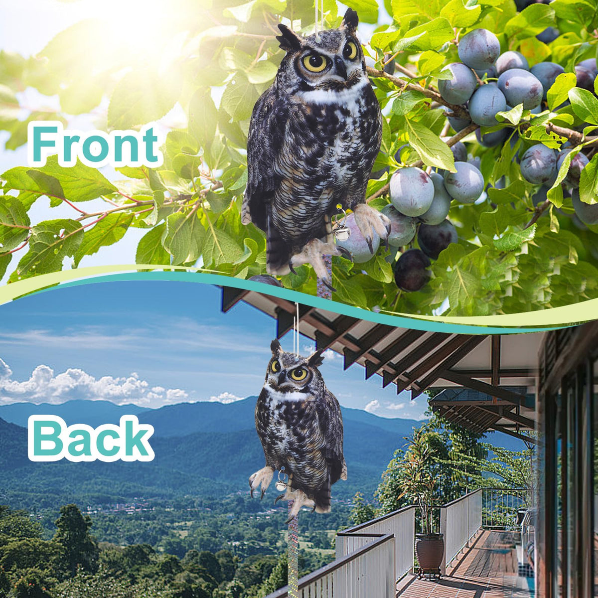 OffiCreative owl reflector by window helps protect plants from birds