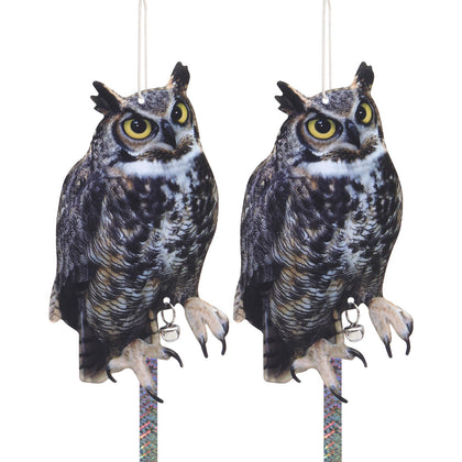 OffiCreative double-sided owl reflector gleams in sun to deter garden birds