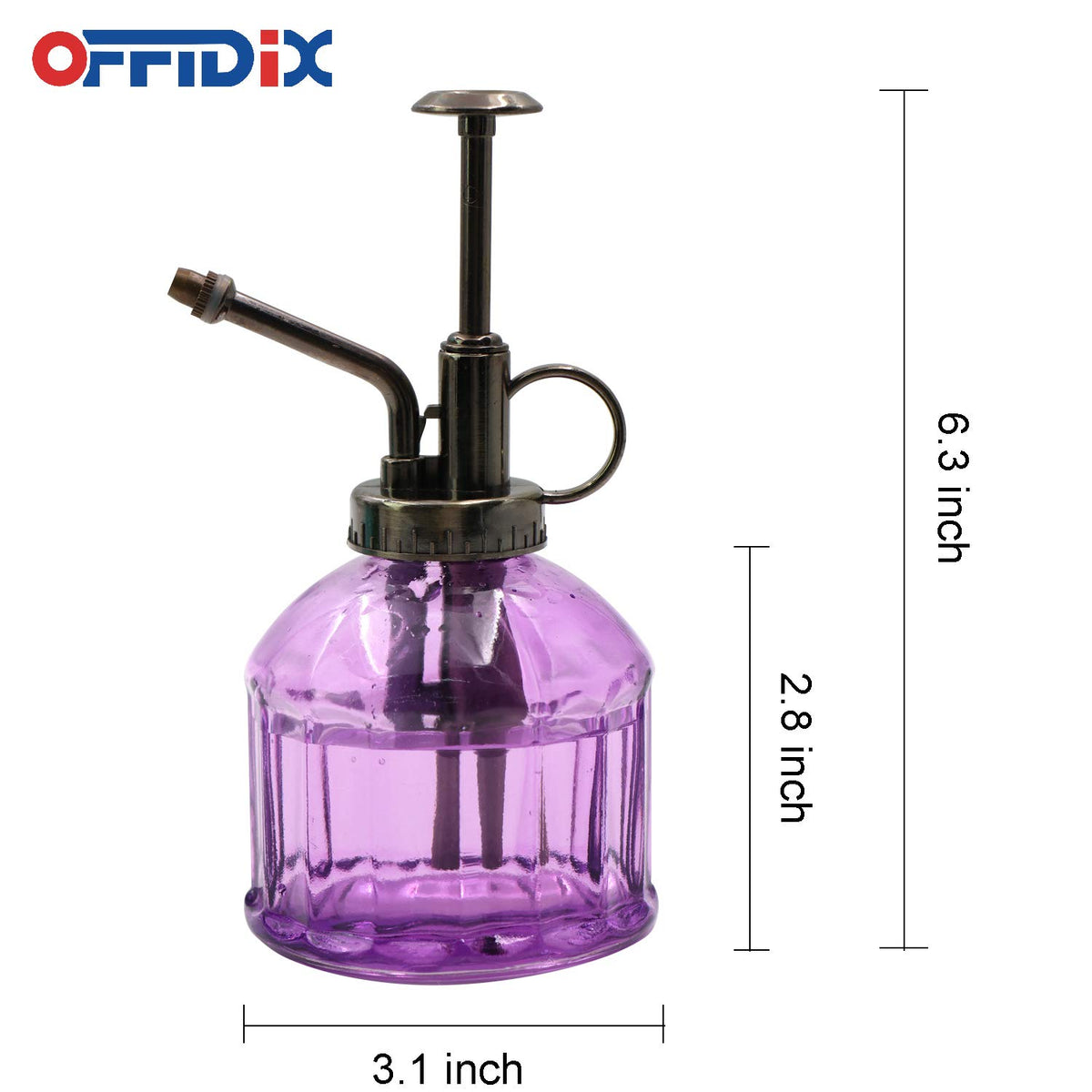 Compact OFFIDIX glass mister ideal for indoor plants on shelves