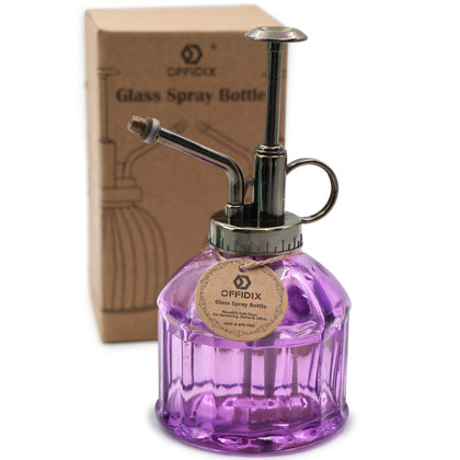 OFFIDIX glass watering spray bottle with bronze top pump for delicate indoor plant misting