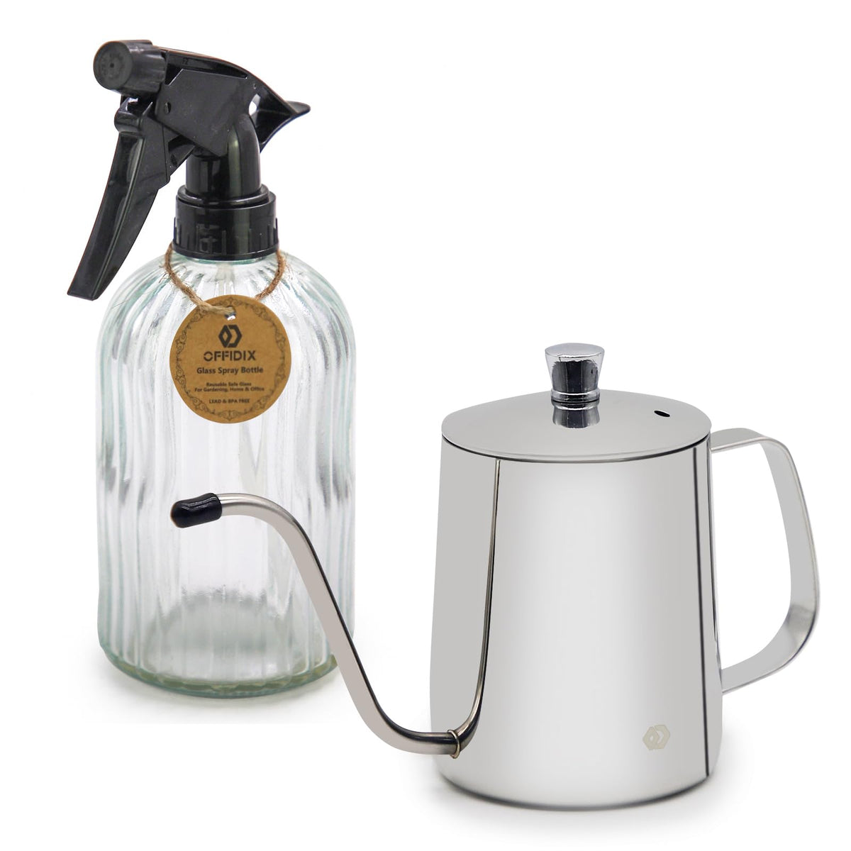 OFFIDIX long-spout watering can for precise indoor plant care and minimal spill