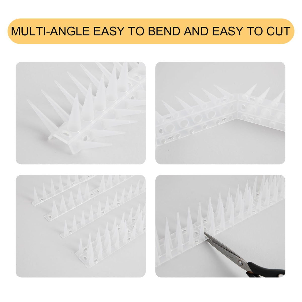 OFFO bird spikes frosted white finish blends with exterior walls while deterring birds