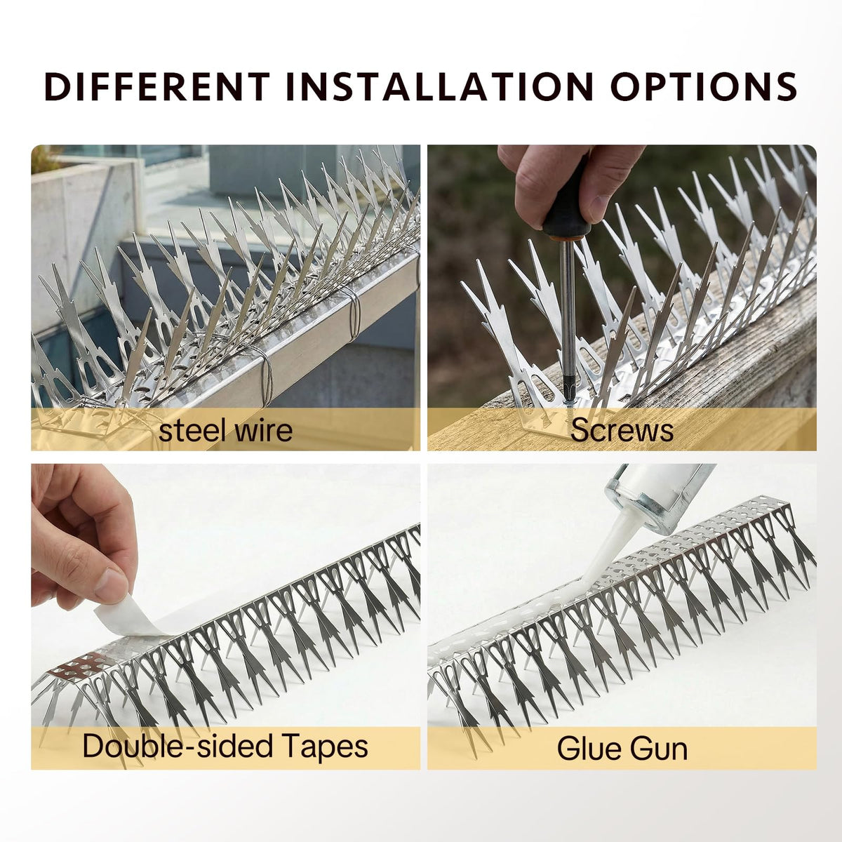 Easy mounting on walls or fences with tape or ties.