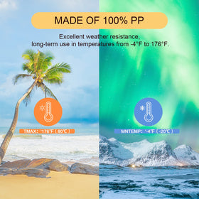 Weatherproof PP construction from OFFO withstands extreme temperatures for year-round use.