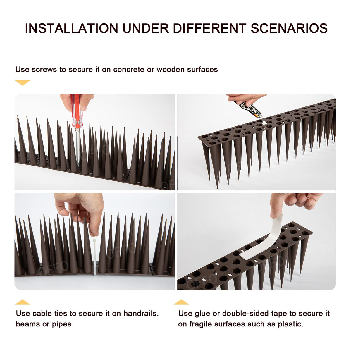 OFFO spikes fit many outdoor areas like windows and ledges.