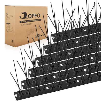 OFFO Black Bird Spikes on a window sill deter pigeons and protect surfaces.