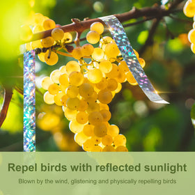 OFFO dual-sided reflective tape shines in sunlight to reduce bird visits.