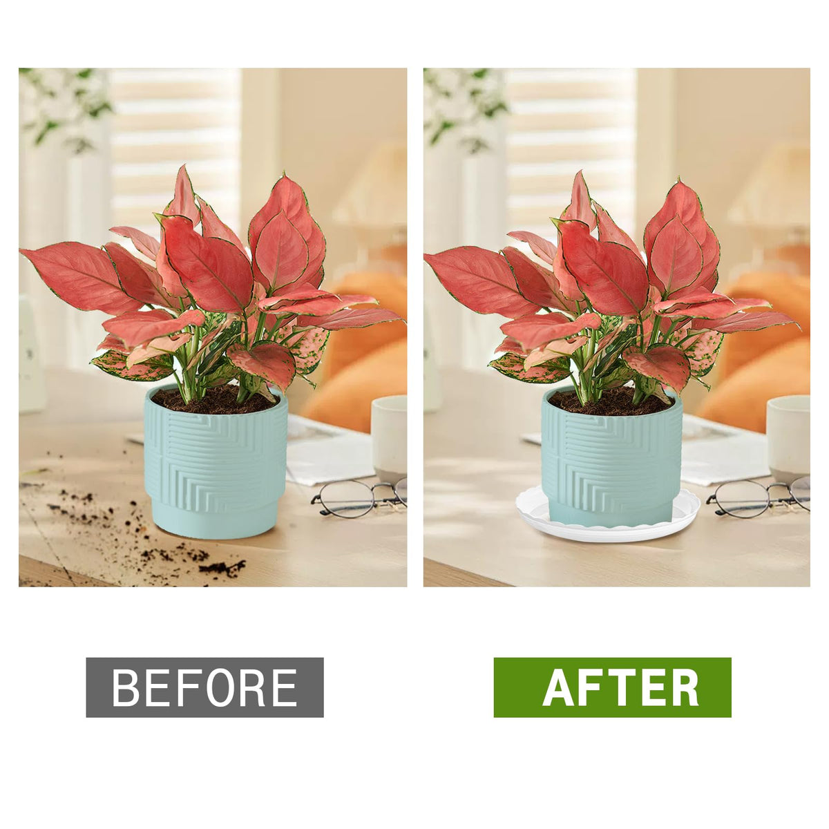 OFiSEXPT balance saucer 10-inch fits big planters with elevated drainage