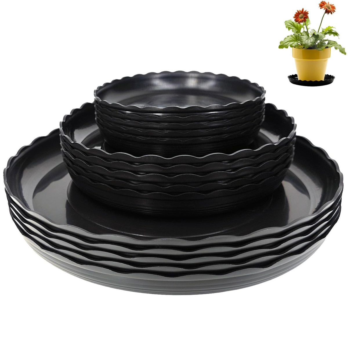 OFiSEXPT 6-inch plant-saucer flatlay protects surfaces from water damage