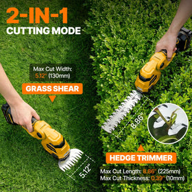 OGERY 21V cordless grass shears with a 5.1-inch trim for clean lawn edges.